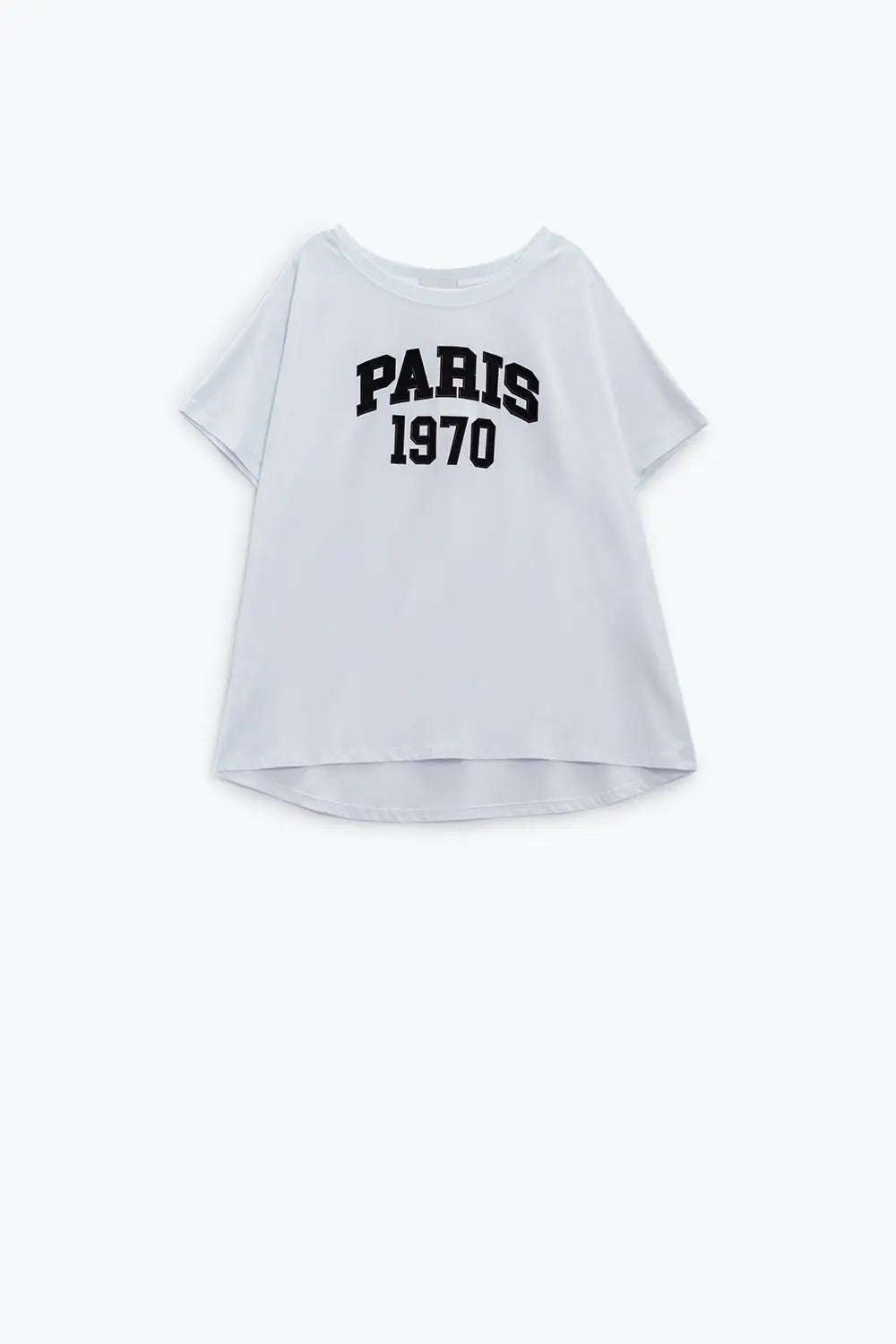 Oversize white t-shirt printed paris 1970 in black - One Size / White - Tops