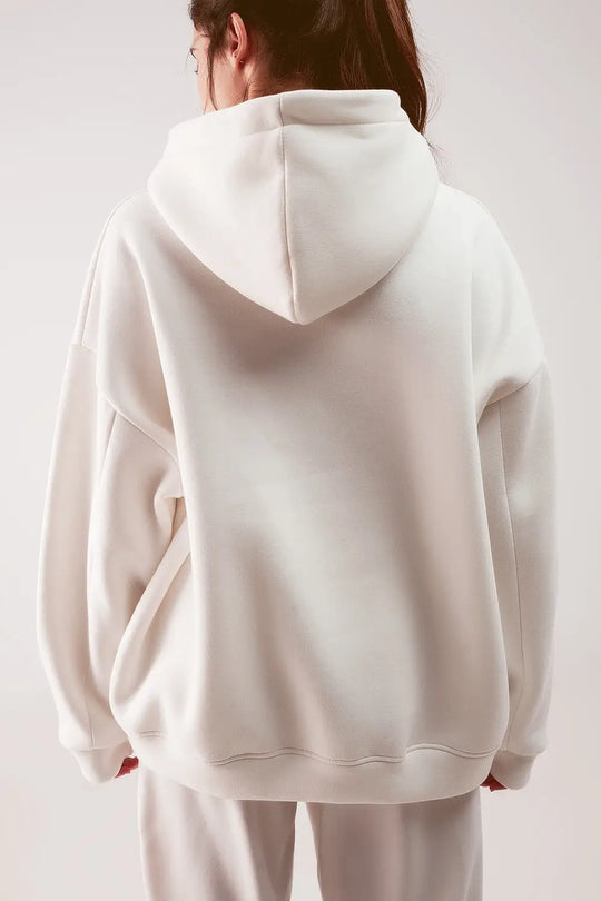 Oversized boyfriend hoodie in cream - One Size / White - Sweaters