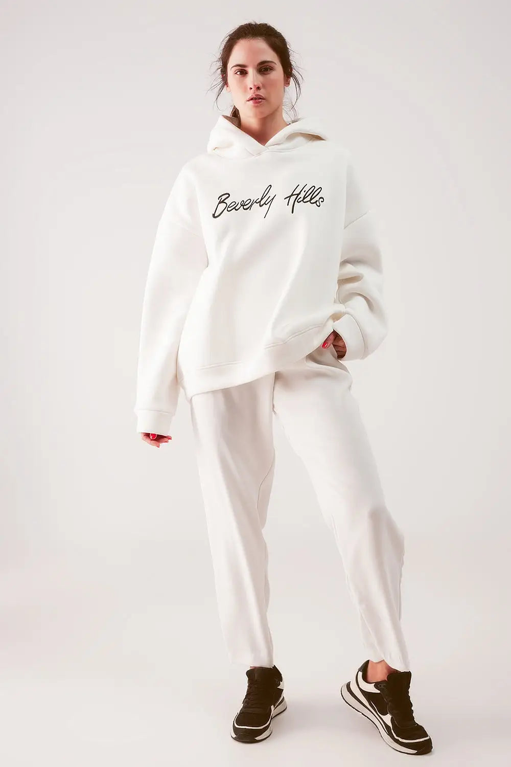 Oversized boyfriend hoodie in cream - One Size / White - Sweaters