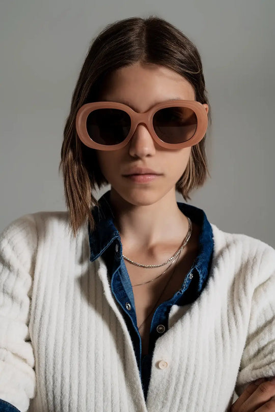 Oversized Circular Sunglasses in brown - One Size / Brown