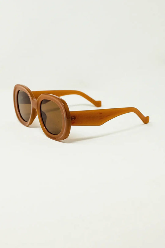 Oversized Circular Sunglasses in brown - One Size / Brown