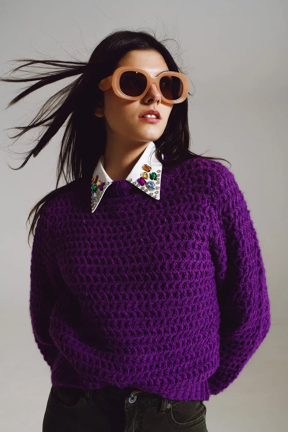 Oversized Circular Sunglasses in Tan - One Size / Beige