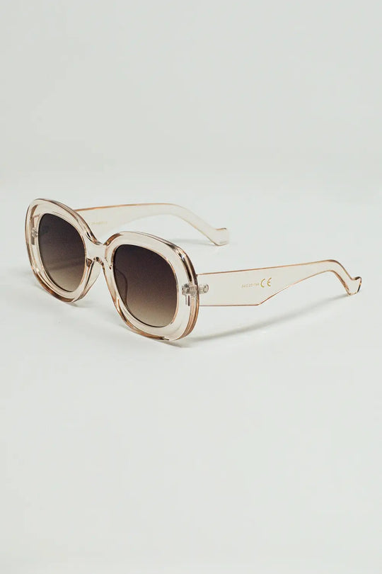 Oversized Circular Sunglasses in translucent white - One Size / Beige