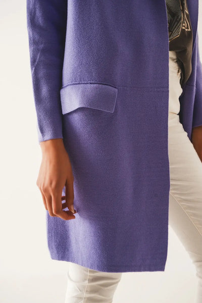 Oversized collar maxi cardigan in purple - One Size / Purple - Sweaters