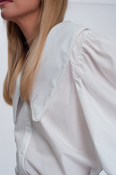 Oversized collared shirt in white