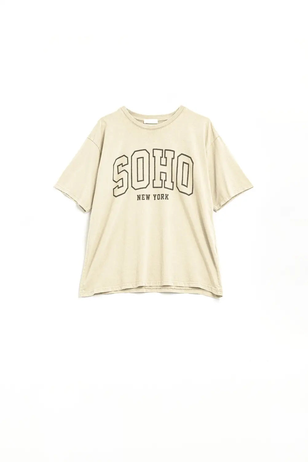 Q2 Oversized Cream T-shirt With Soho New York At The Front