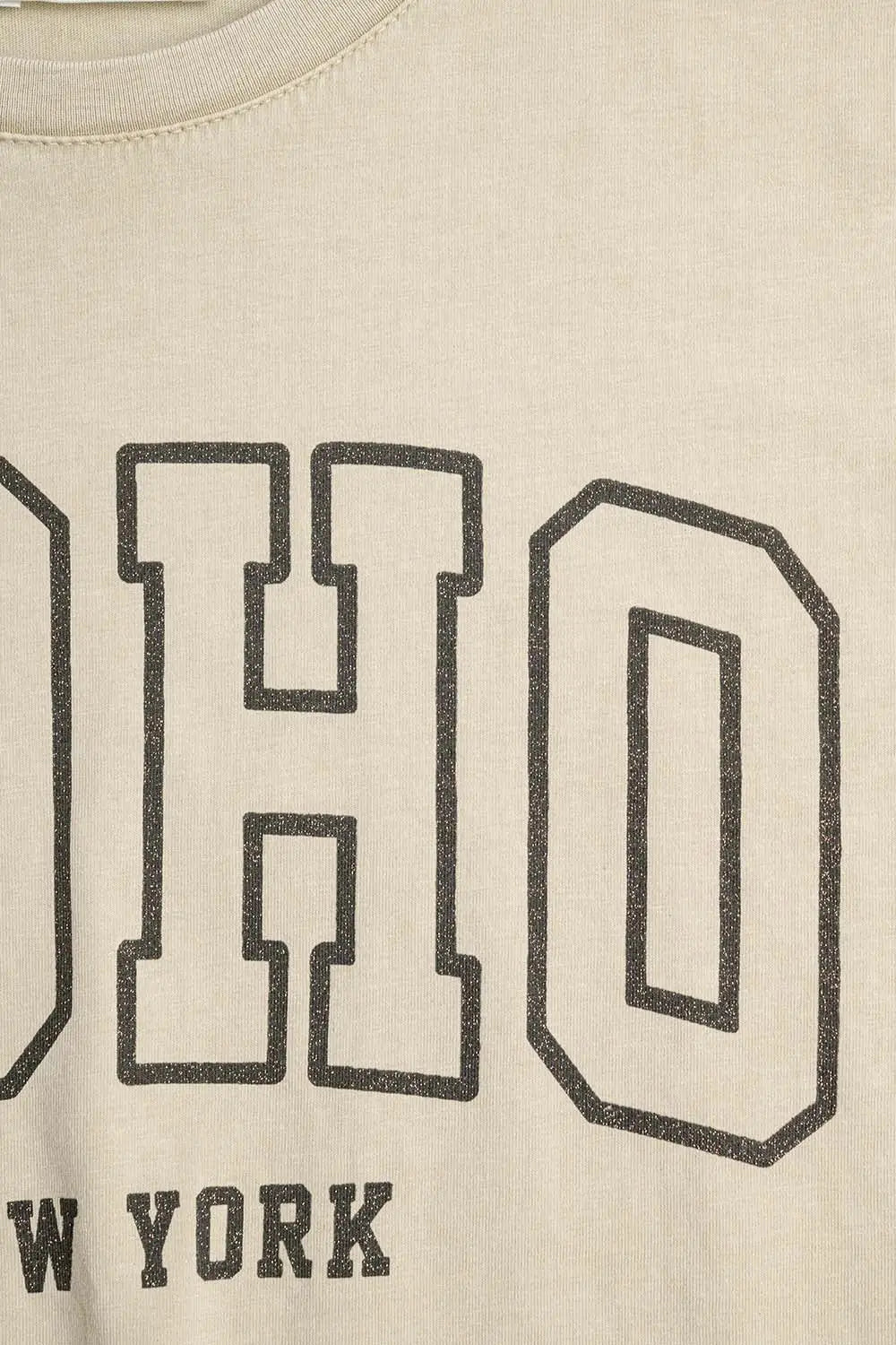 Oversized Cream T-shirt With Soho New York At The Front - One Size / Beige - Tops