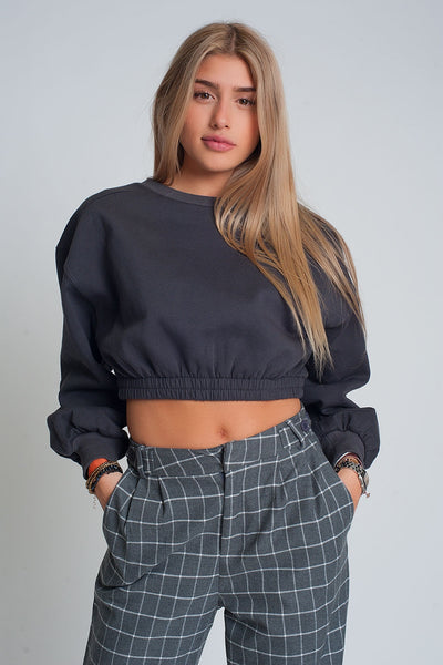 Q2 Oversized cropped sweatshirt in dark grey