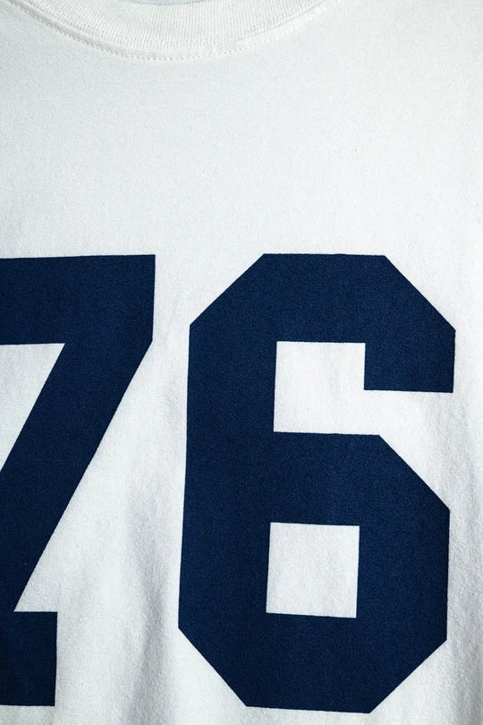 oversized fit white t-shirt with 76 logo - One Size / White - Tops