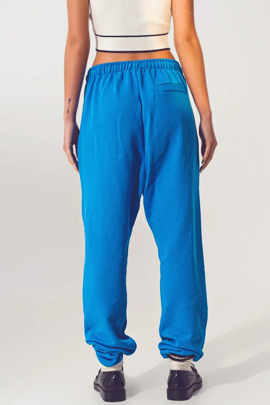 Oversized Jogger with Tie Waist in Blue - One Size / Blue - Pants