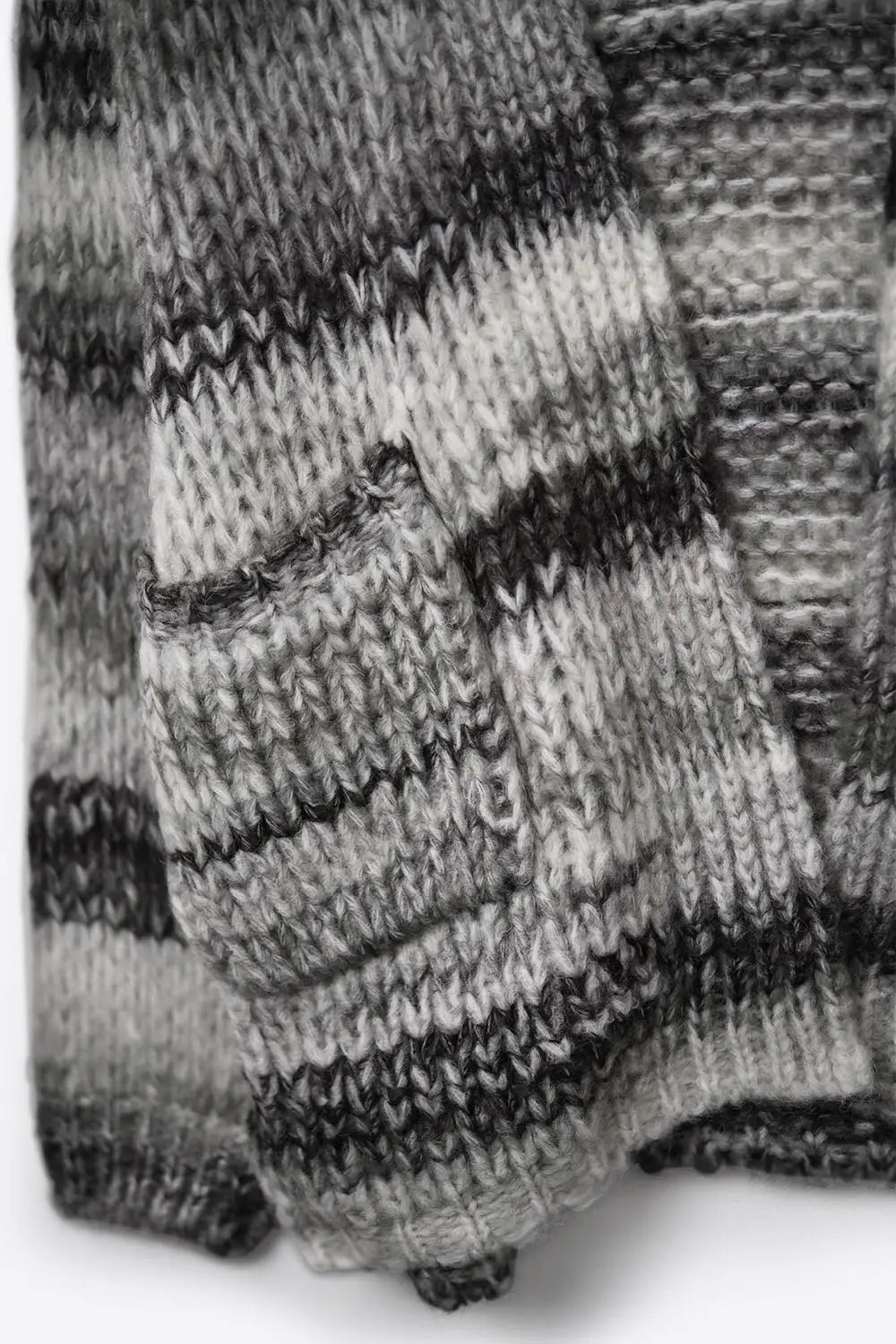 Oversized mottled striped long cardigan with pockets in Black One Size / Black