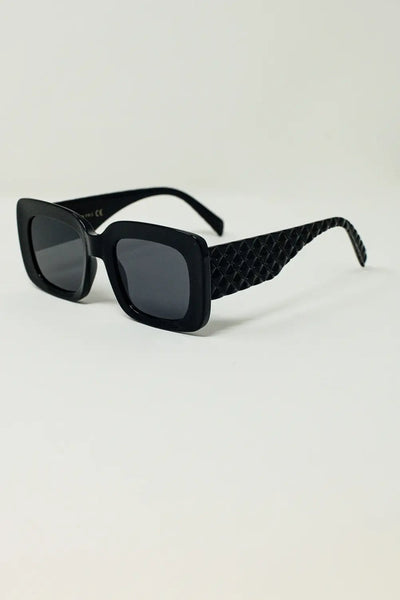 Oversized Oval Sunglasses With Side Detail in Black - One Size / Black