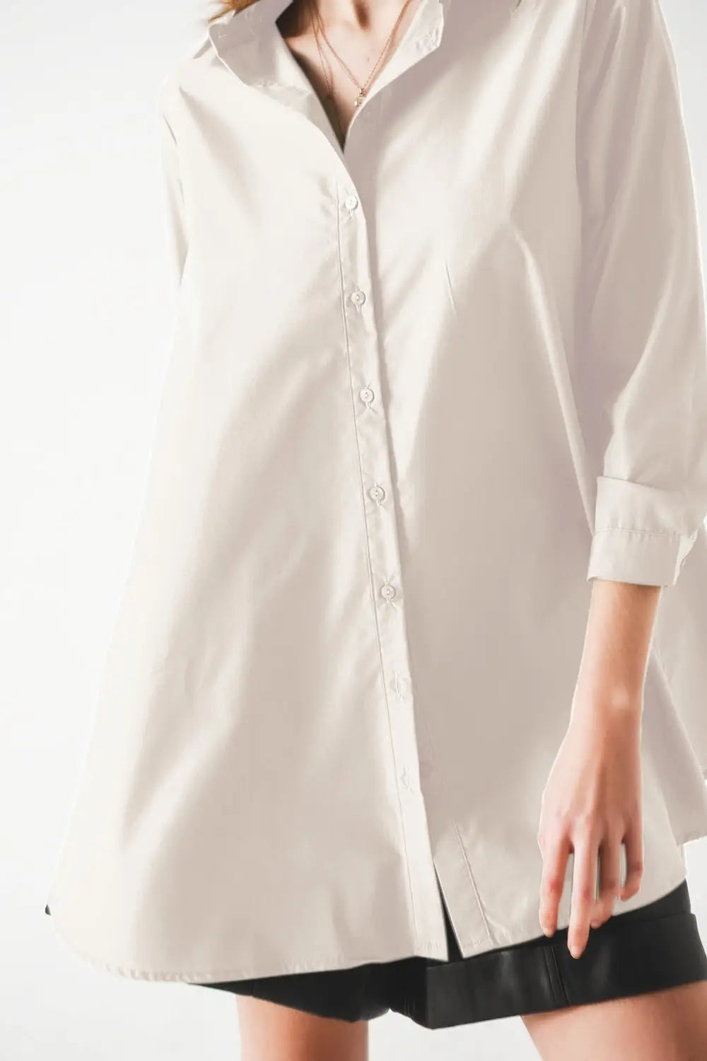 Oversized Poplin A-line Shirt in White - Shirts