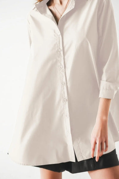 Oversized Poplin A-line Shirt in White - Shirts