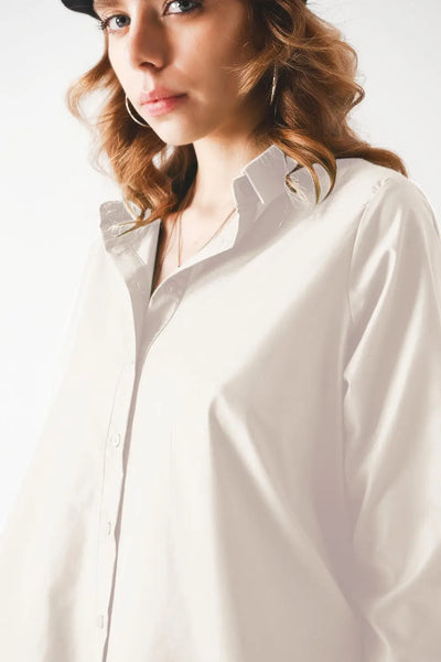 Oversized Poplin A-line Shirt in White - Shirts