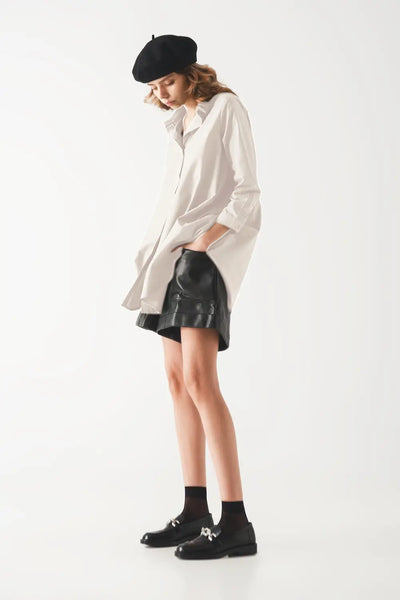 Oversized Poplin A-line Shirt in White - Shirts