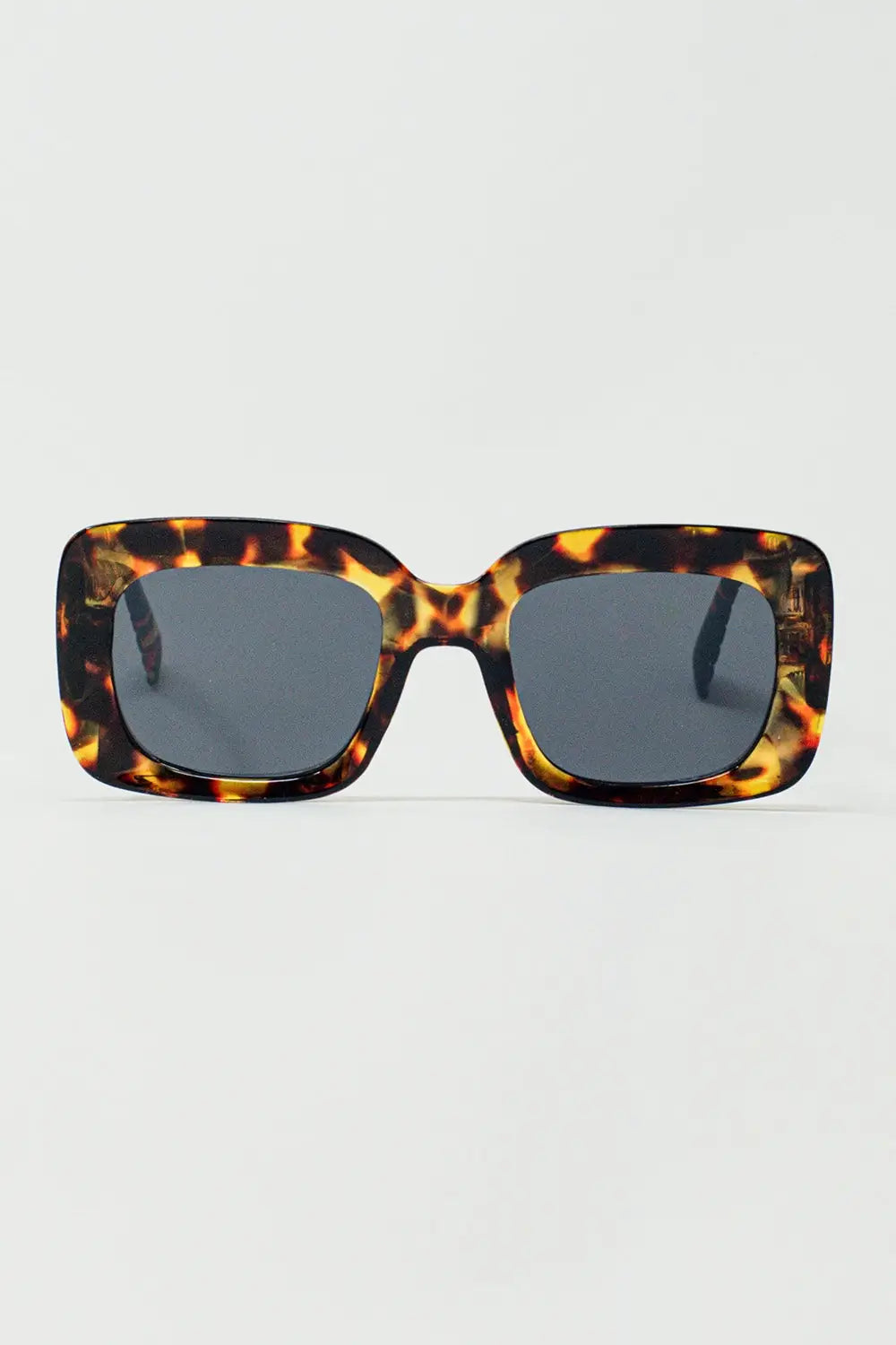 Q2 Oversized Rectangular Sunglasses in vintage Tortoise Shell