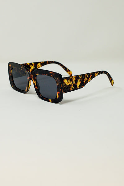 Oversized Rectangular Sunglasses in vintage Tortoise Shell