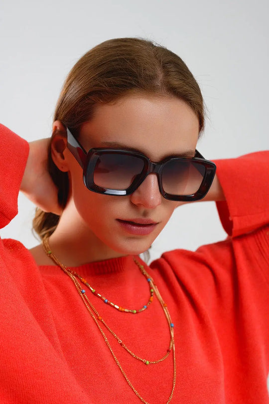 Oversized Rectangular Sunglasses With Wide Frame in brown - One Size / Brown