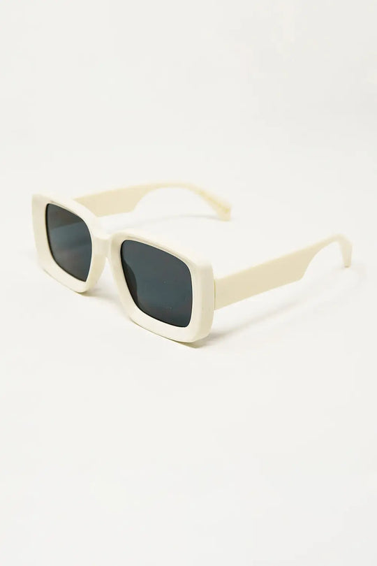 Oversized Rectangular Sunglasses With Wide Frame in White - One Size / White