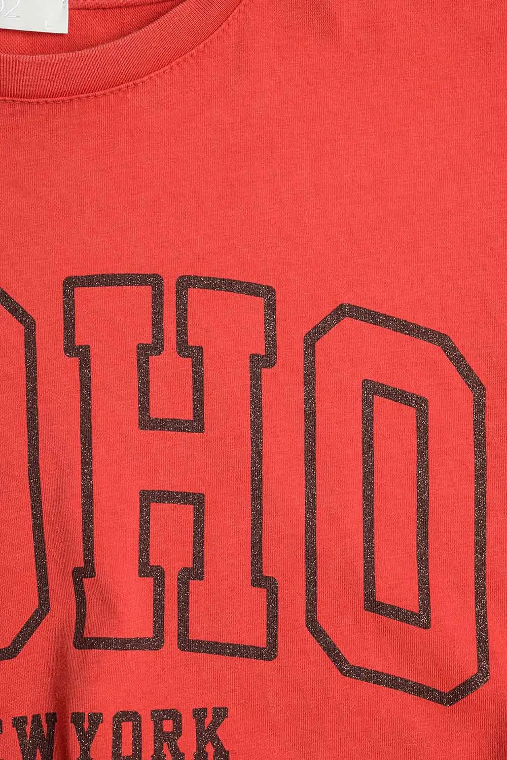 Oversized Red T-shirt With Soho New York At The Front - One Size / Red - Tops