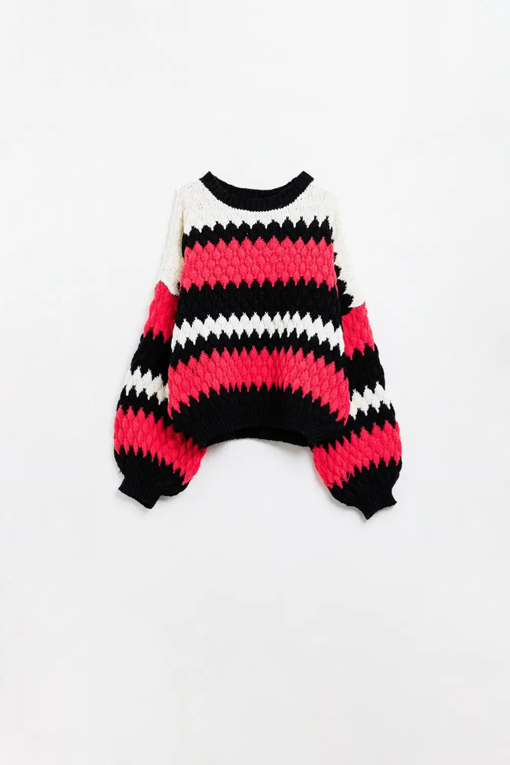 oversized red zig zag striped sweater - One Size / Red - Sweaters