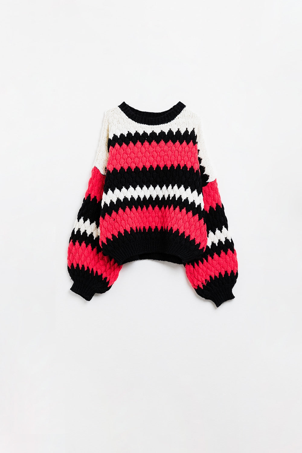 oversized red zig zag striped sweater