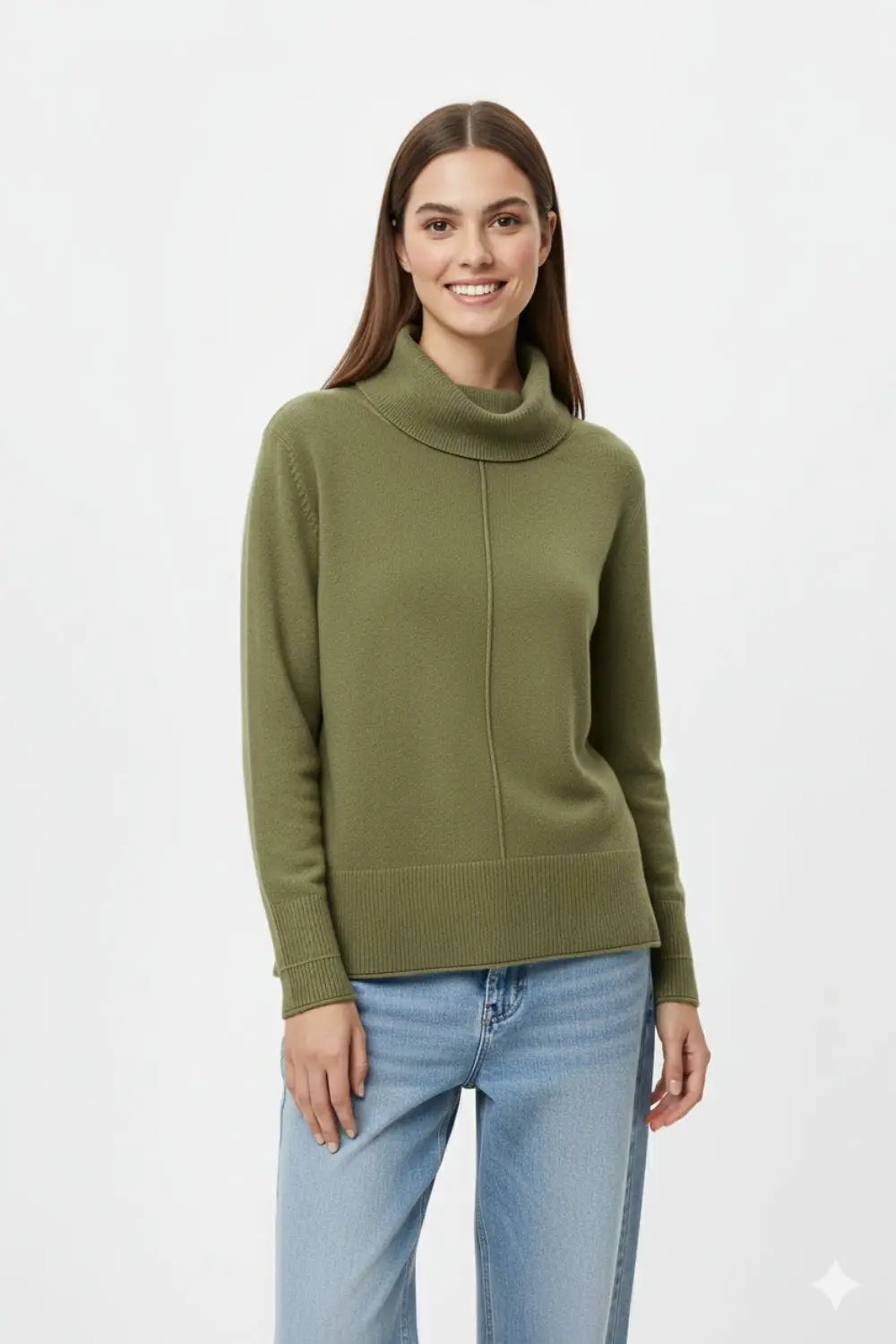 Oversized Roll Neck Sweater in military green - One Size / Green