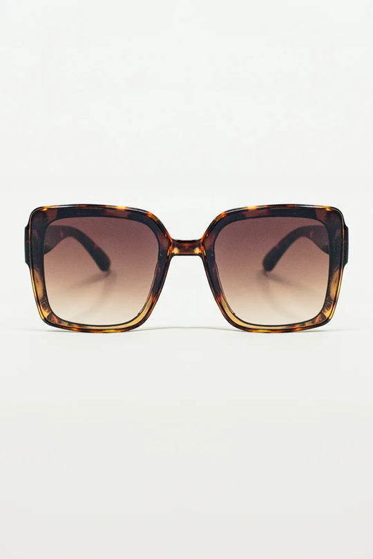 Q2 Oversized square Cat Eye Sunglasess in Brown