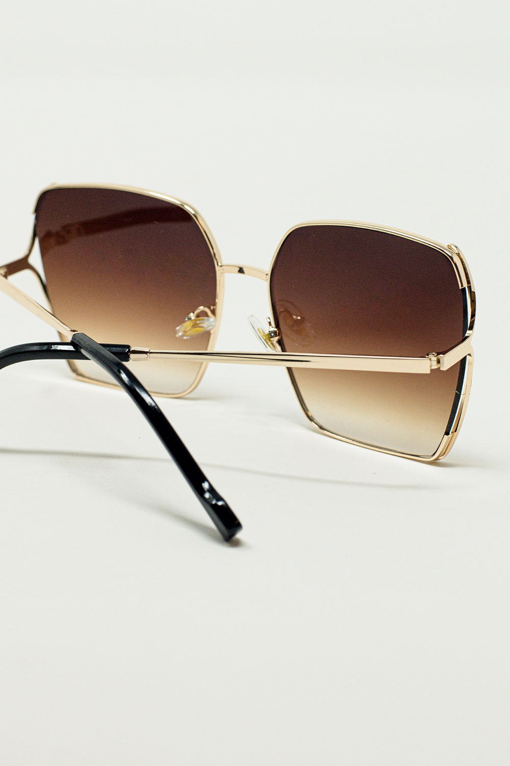 Oversized Square Metal Sunglasses In Brown Gradient Lens