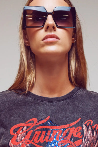 Oversized Square Sunglasses In Black - One Size / Black