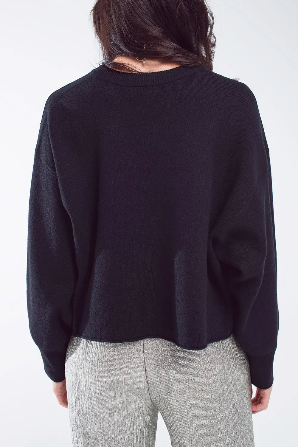 Oversized Sweater With Boatneck in Black - One Size / Black - Sweaters