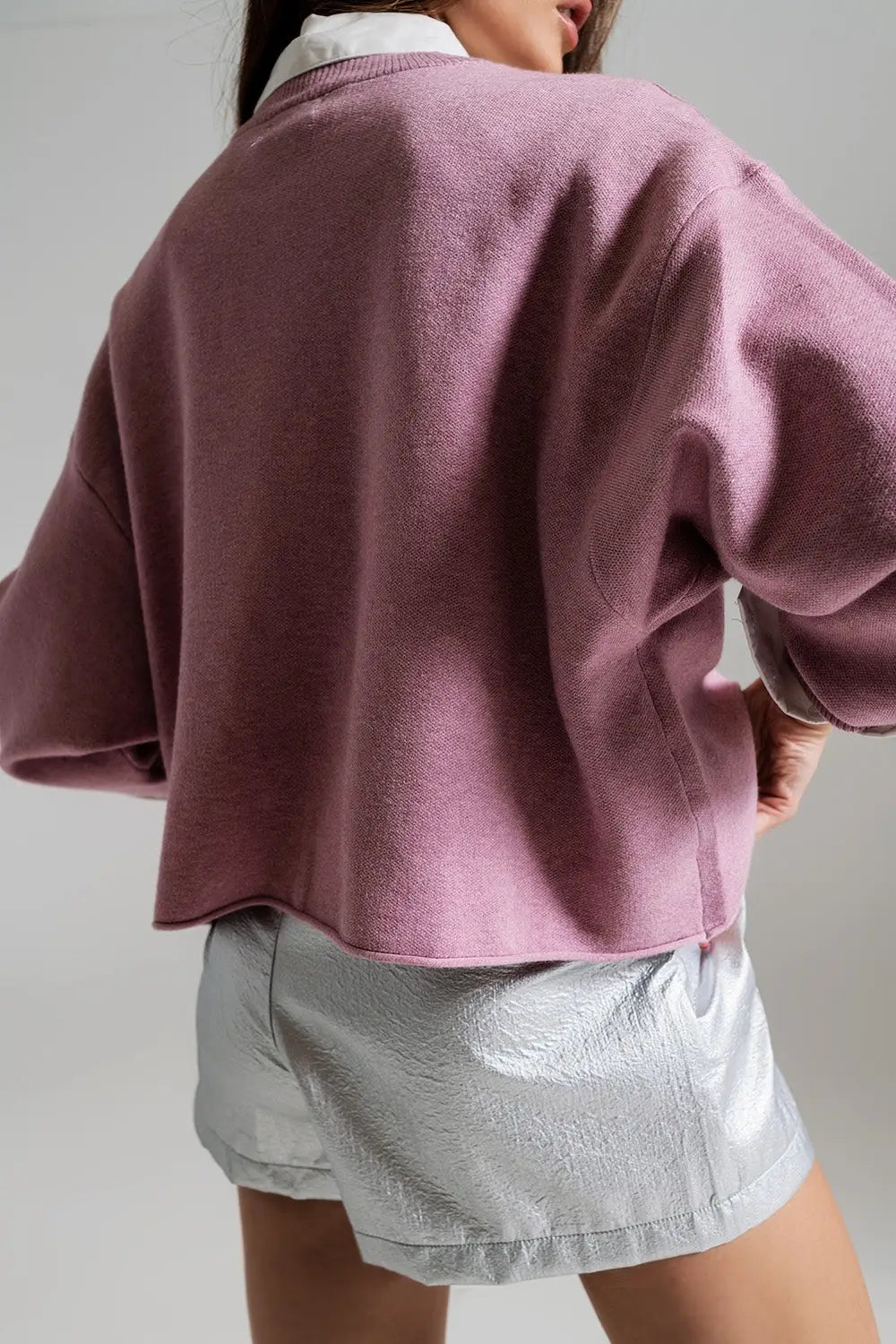 Oversized Sweater With Boatneck in Dusty Pink - One Size / Pink - Sweaters