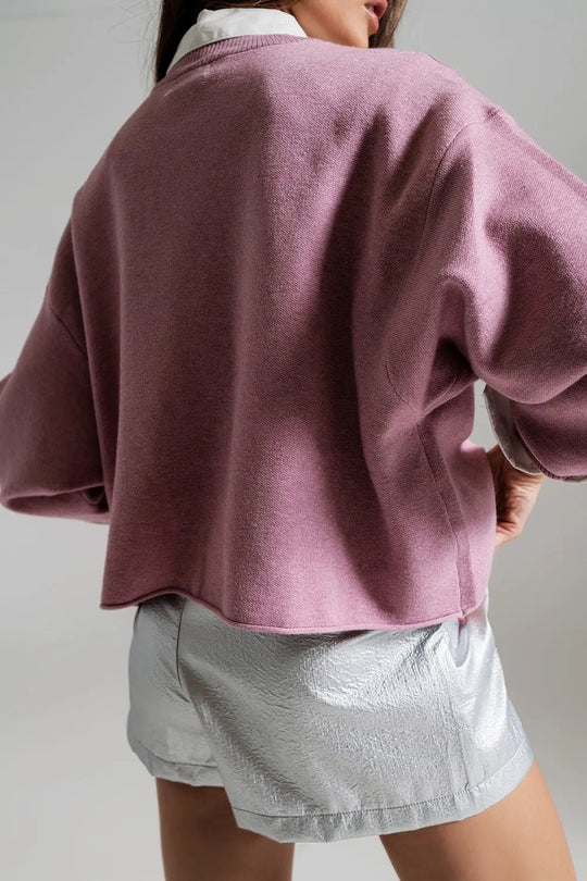 Oversized Sweater With Boatneck in Dusty Pink - One Size / Pink - Sweaters