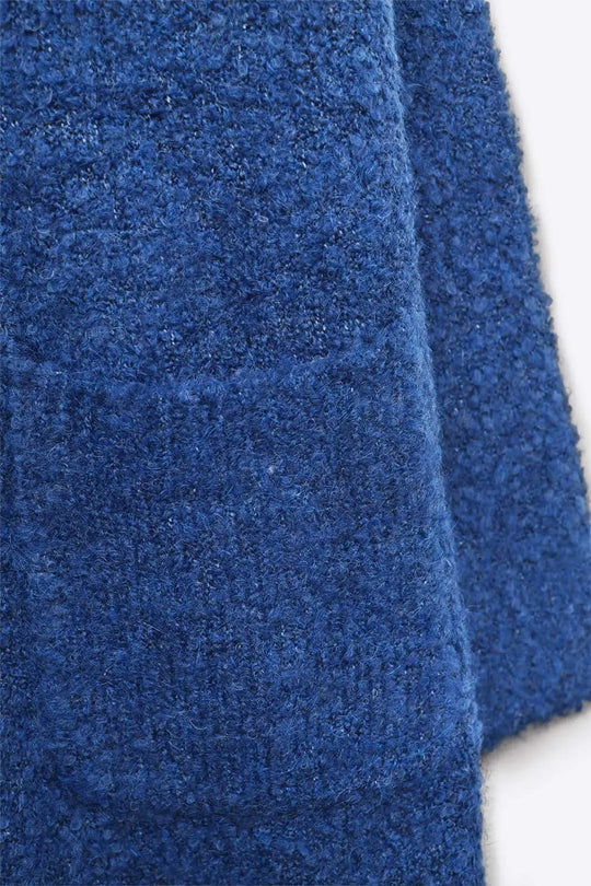 Oversized thick terry knit cardigan in blue - One Size / Blue