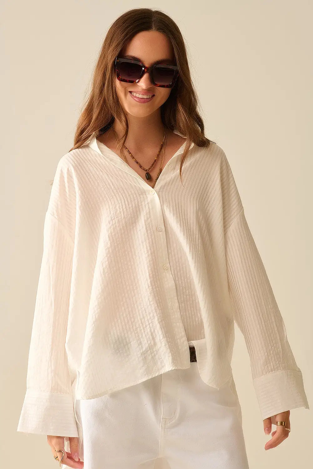oversized white shirt with bow in the back - Shirts