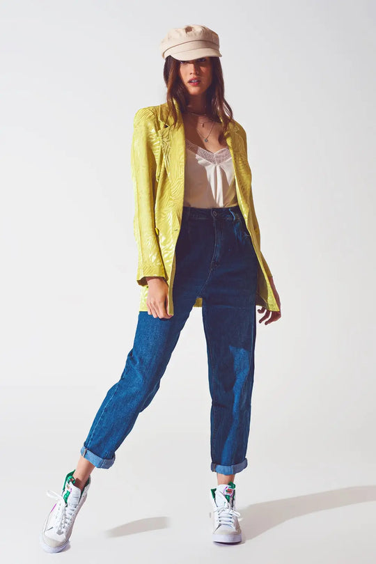 Oversized Zebra Print Blazer in Green - Coats and Jackets