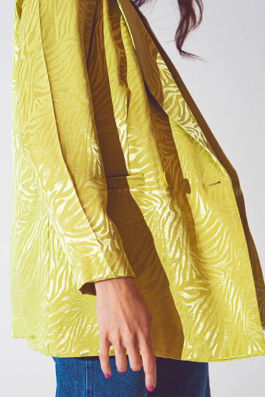 Oversized Zebra Print Blazer in Green - Coats and Jackets