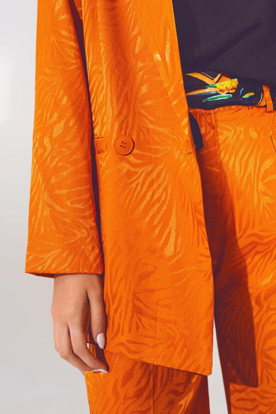 Oversized Zebra Print Blazer in Orange - Coats and Jackets