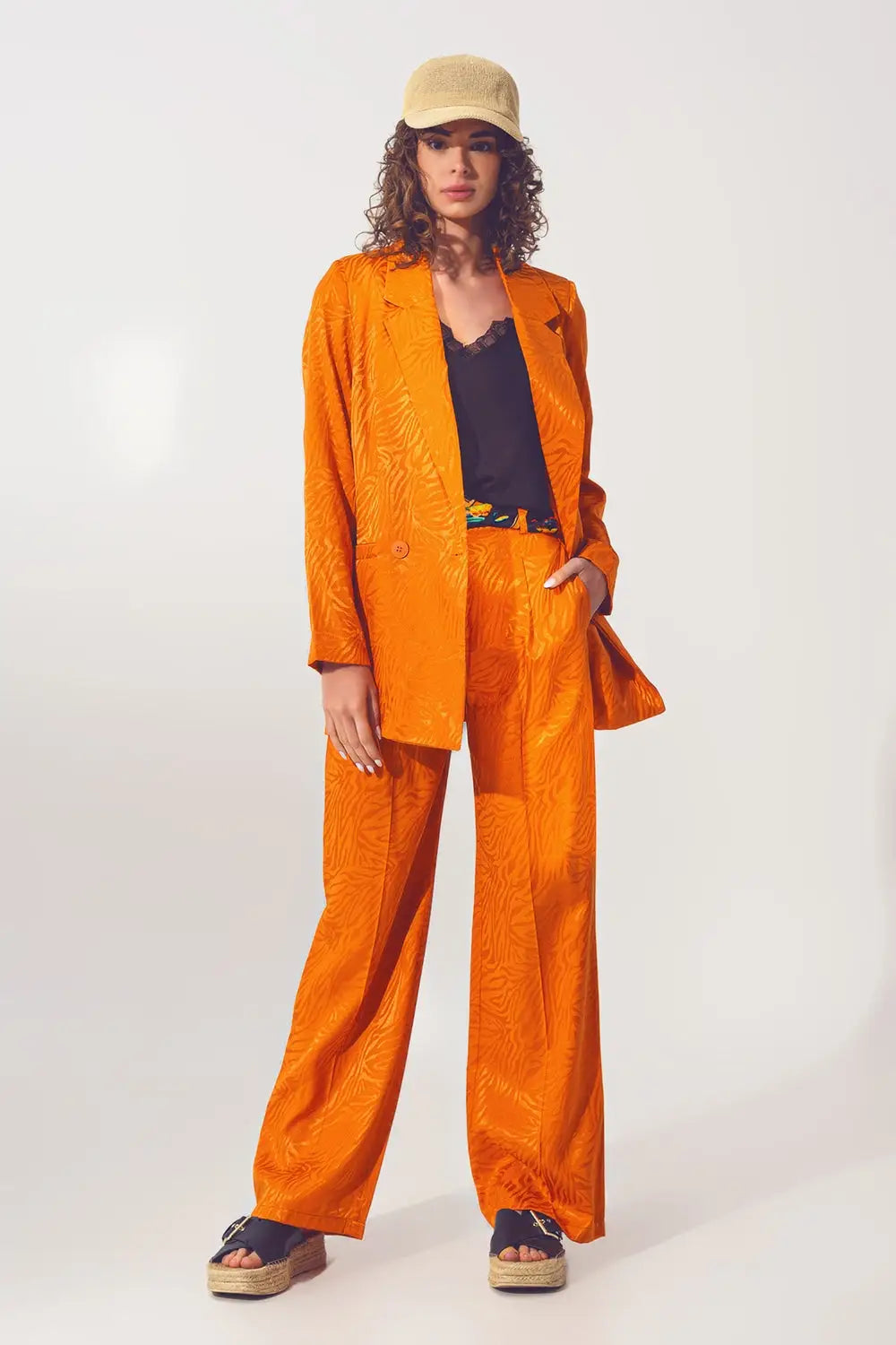 Oversized Zebra Print Blazer in Orange - Coats and Jackets