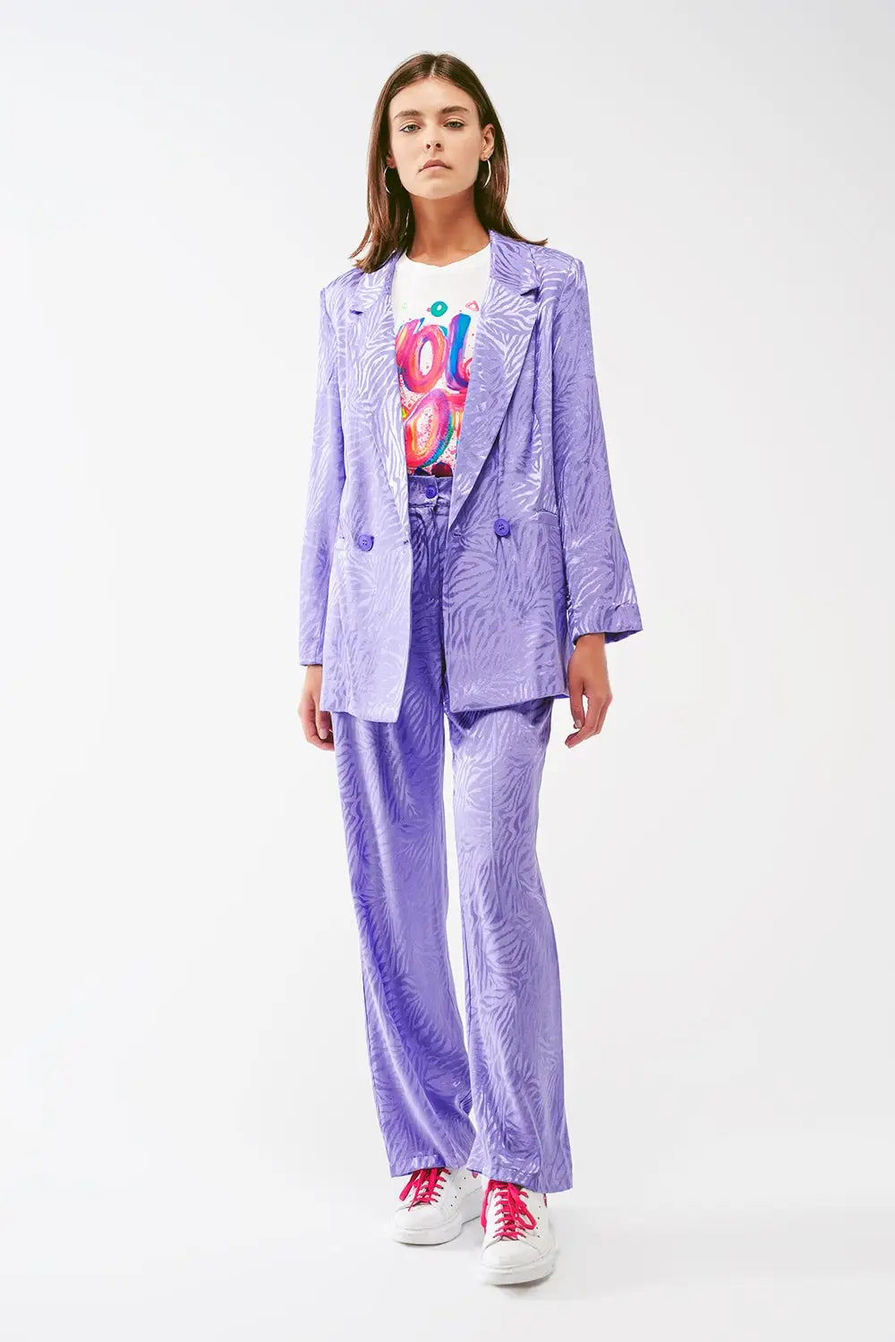 Oversized Zebra Print Blazer in Purple - Coats and Jackets