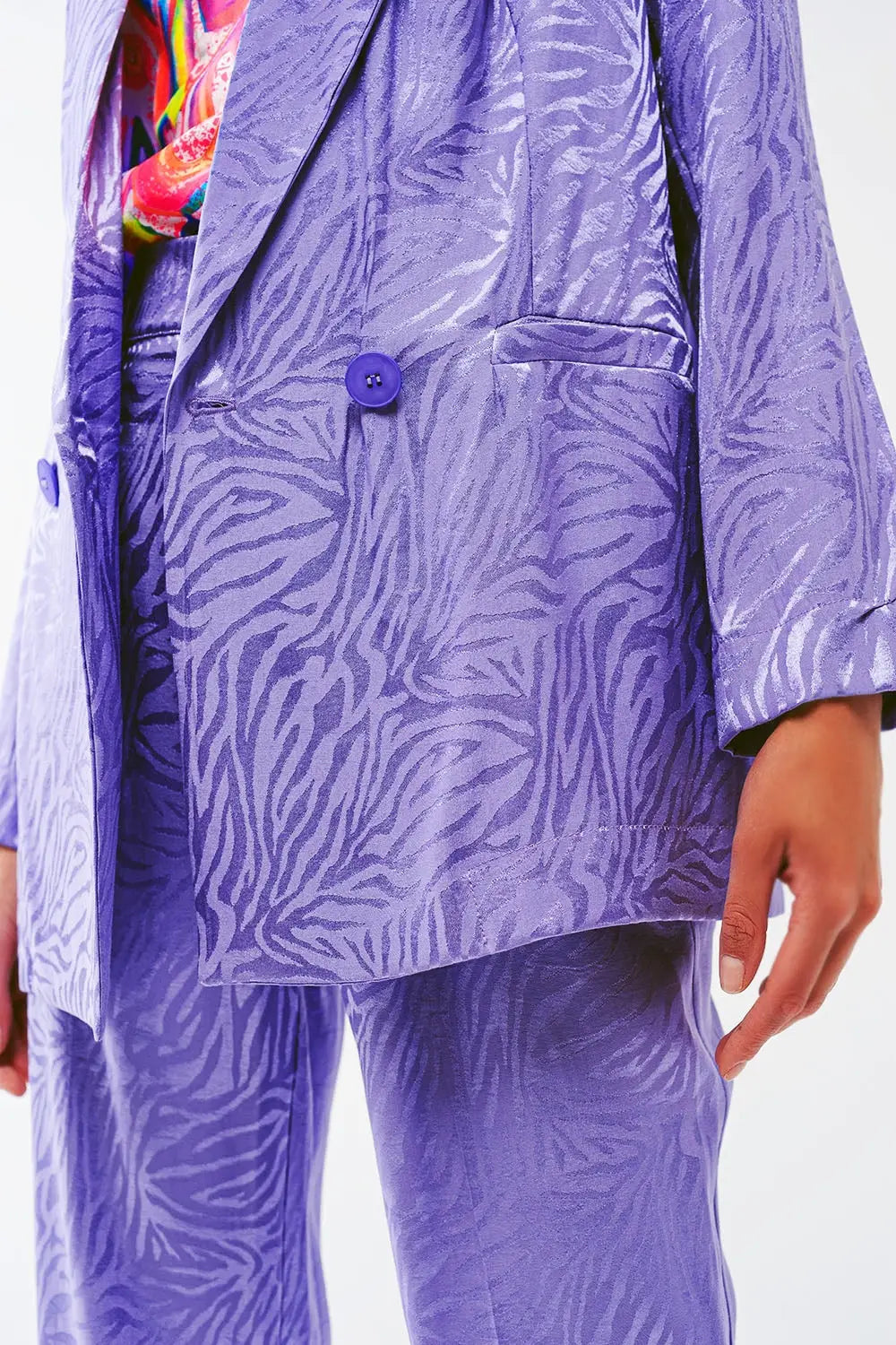 Oversized Zebra Print Blazer in Purple - Coats and Jackets