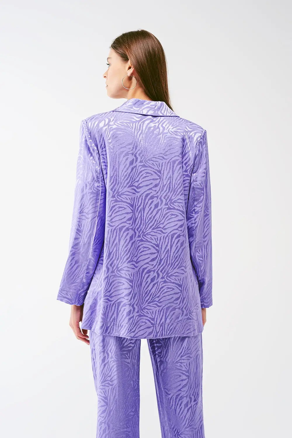 Oversized Zebra Print Blazer in Purple - Coats and Jackets