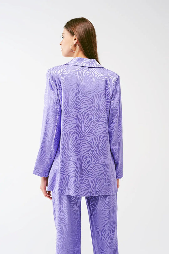 Oversized Zebra Print Blazer in Purple - Coats and Jackets