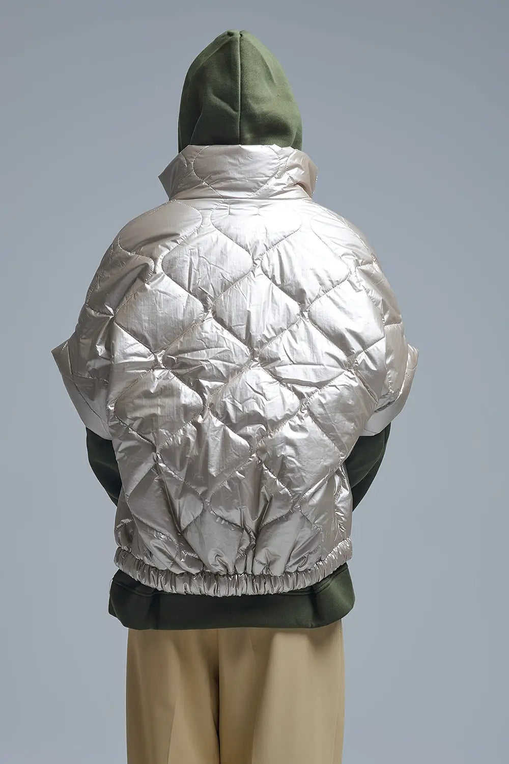 padded down jacket in gold with Cap Sleeve - One Size / Gold - Coats and Jackets