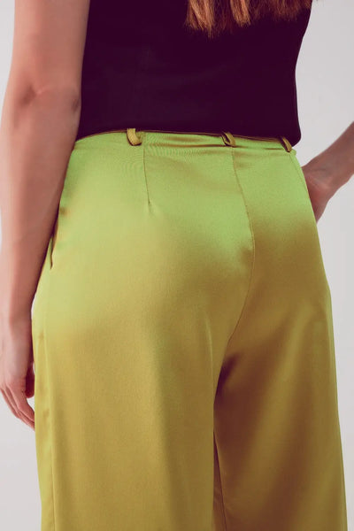 Palazzo pleated pants in acid lime - Pants