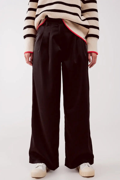 Palazzo pleated pants in black - Pants