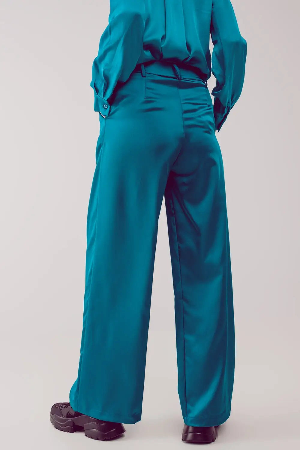 Palazzo pleated pants in turquoise - Pants