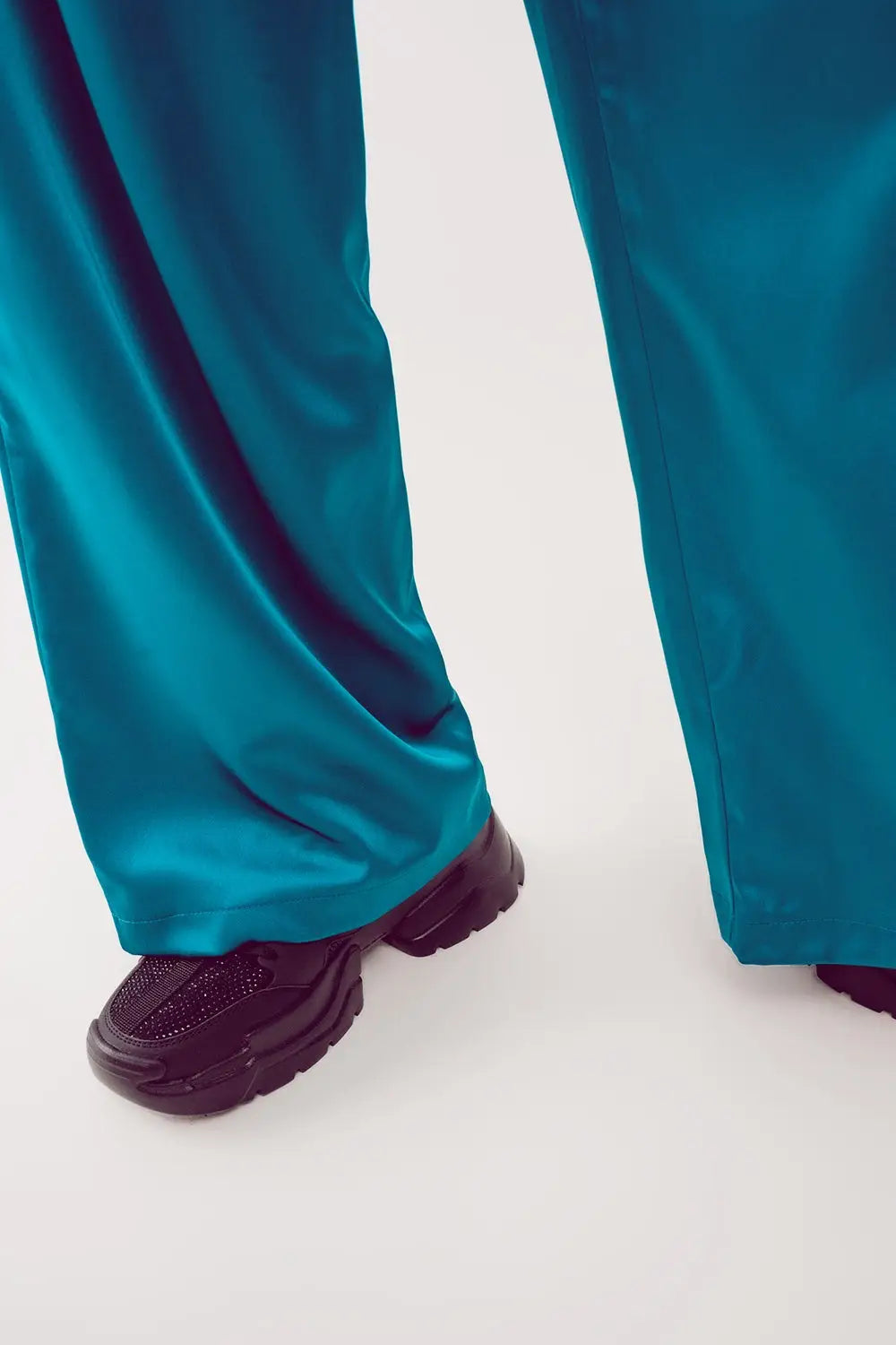 Palazzo pleated pants in turquoise - Pants