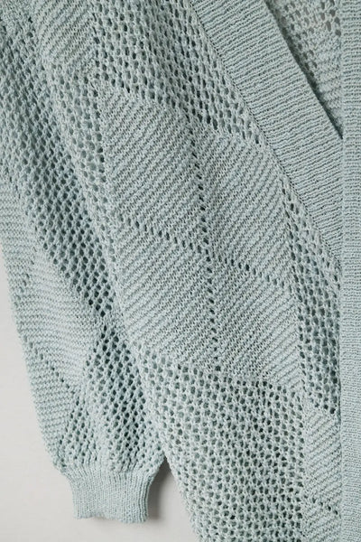 Pale Blue Draped Cardigan With Crochet Design - One Size / Blue - Sweaters
